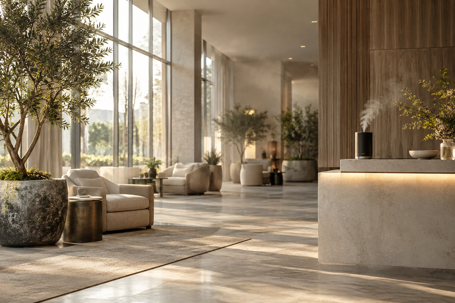 Geniş ve ferah otel lobisi